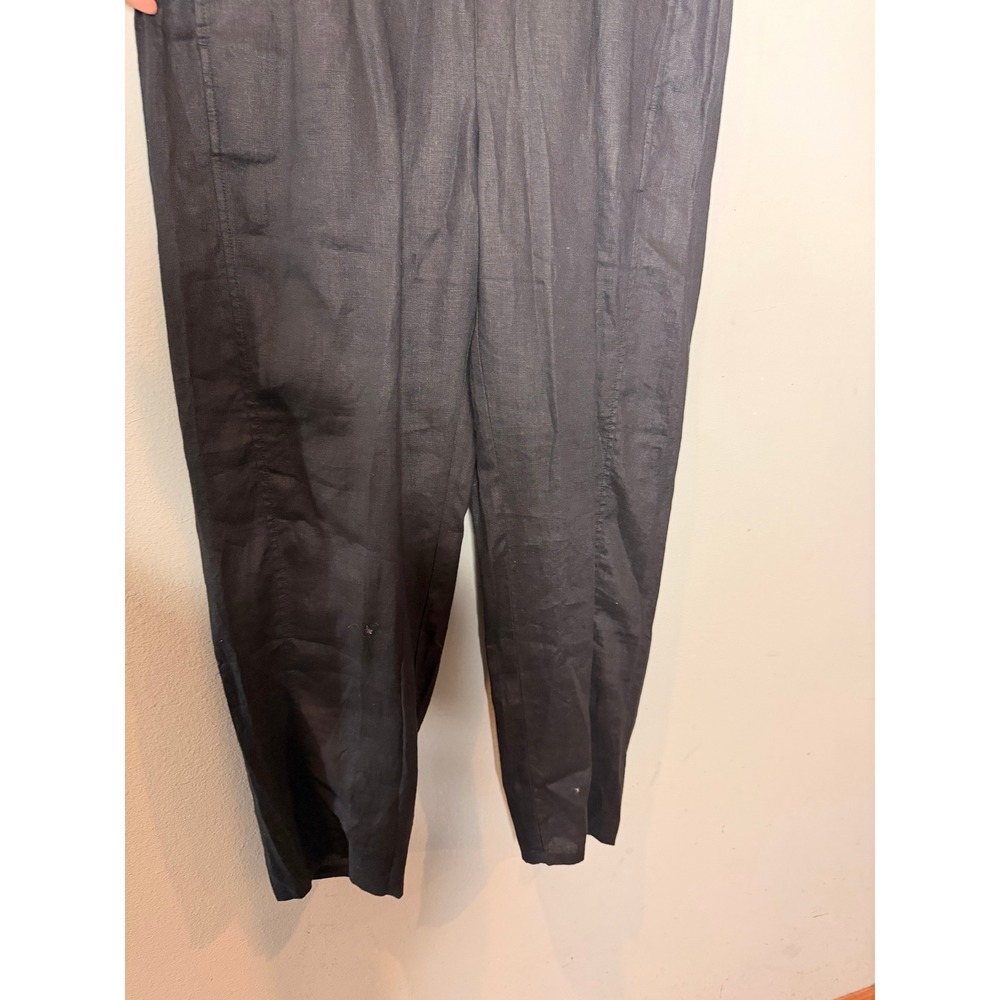 Eileen Fisher Lantern Pant Women Medium Black Organic Linen Elastic Waist Barrel - Picture 7 of 11